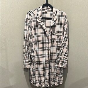 Victoria's Secret Black and White Plaid pajama Shirt